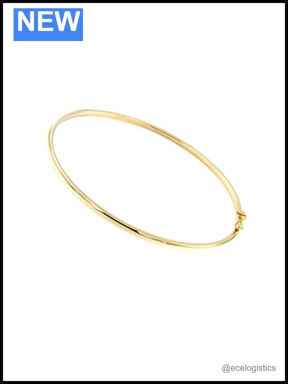 14k Real Gold Bangle Bracelet for Women 7 Inch
